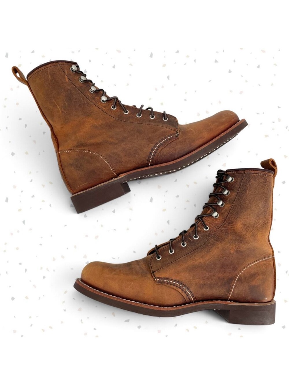 Red Wing Silversmith Laced Boots Brown Copper Rough Leather Style 3362 Size 9.5B